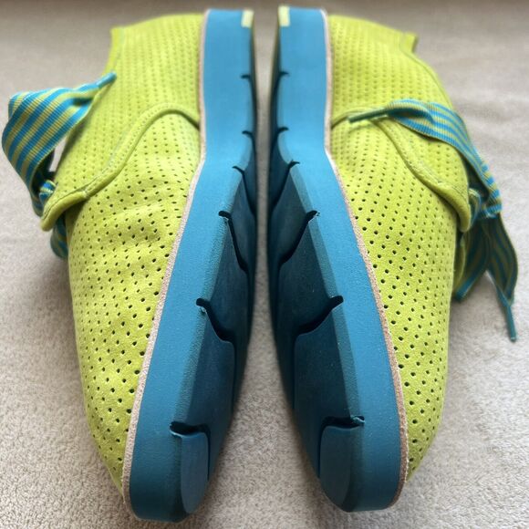 Johnston & Murphy Lime Green Suede Oxfords Turquoise Striped Laces Women 9 M - Picture 13 of 16